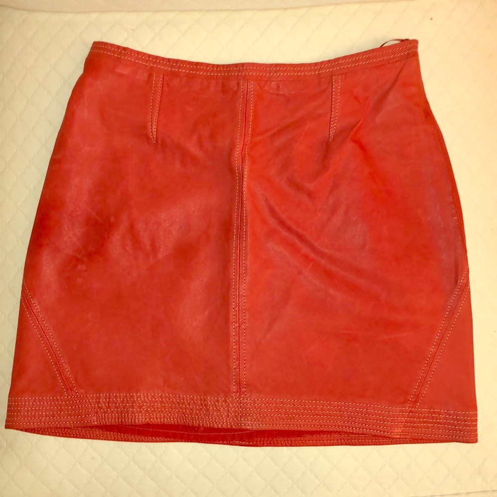 Moschino red leather miniskirt